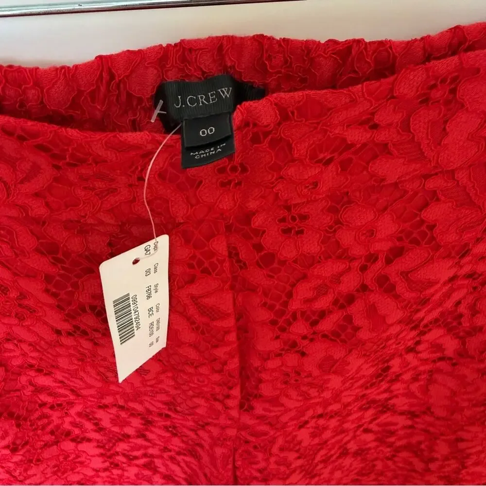 J. Crew Easy Pant in Floral  Lace Red Size 00 - Picture 5 of 12